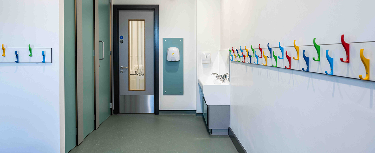 Cloakroom area at Benwick Primary School