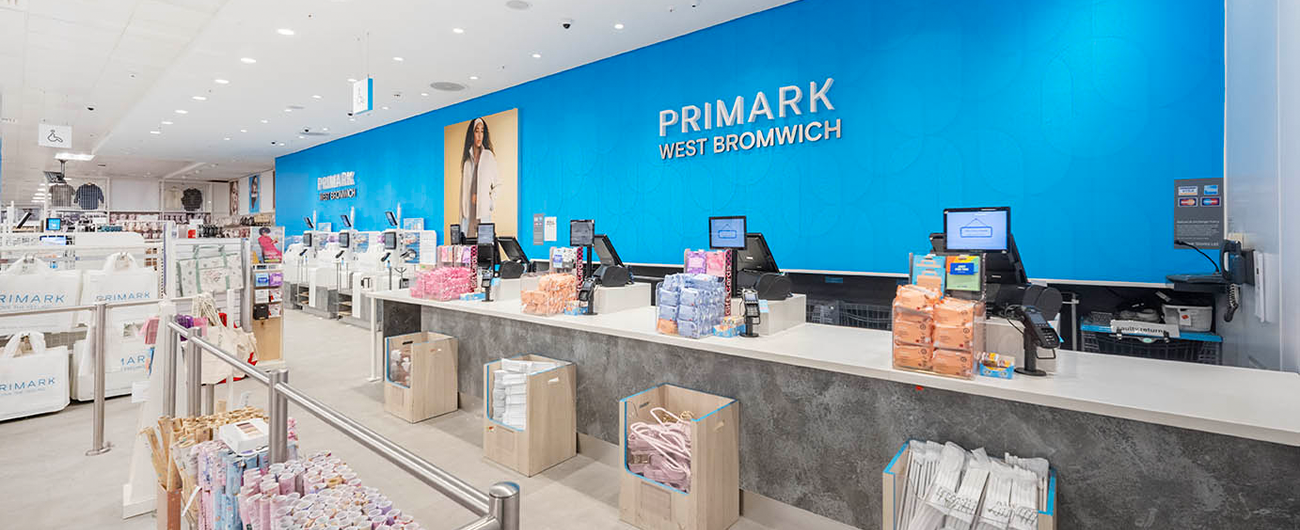 Internal image of the till area at newly refurbished Primark Store in West Bromwich