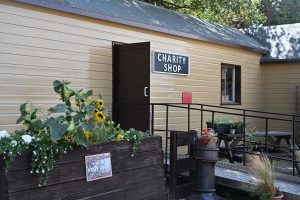 Nene Valley Railway charity shop at Wansford, transformed from an R G Carter site container