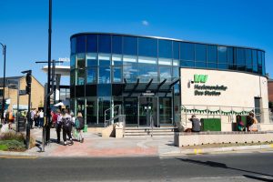 Exterior view of the New Heckmondwike Bus Station on opening day